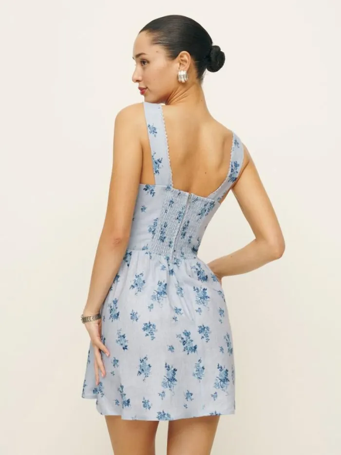 The Reformation Sheri Linen Dress Crystalline 8211 Clothing