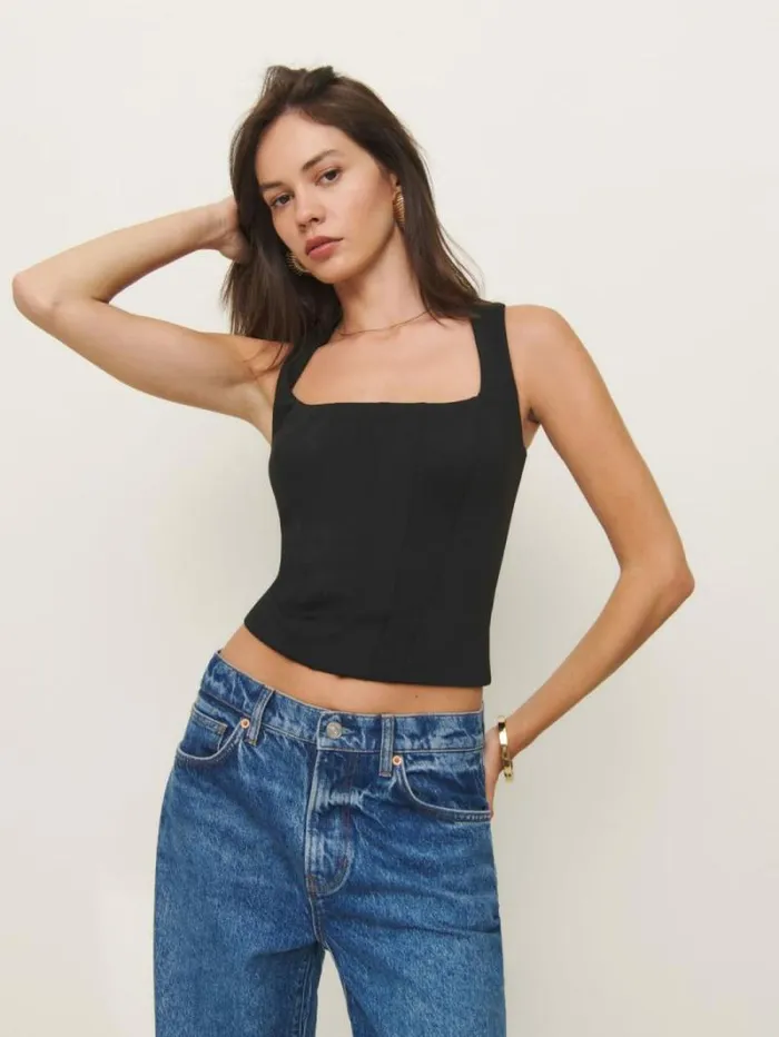 The Reformation Sienna Knit Top Black 8211 Clothing
