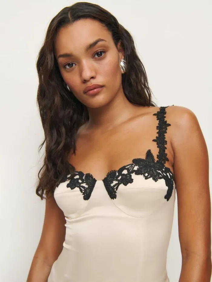 The Reformation Skyla Satin Top Almond 8211 Clothing