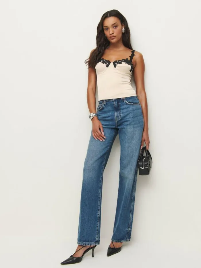 The Reformation Skyla Satin Top Almond 8211 Clothing