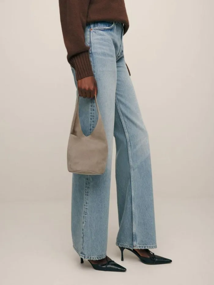 The Reformation Small Silvana Bucket Bag Smoke Suede 8211 Bags