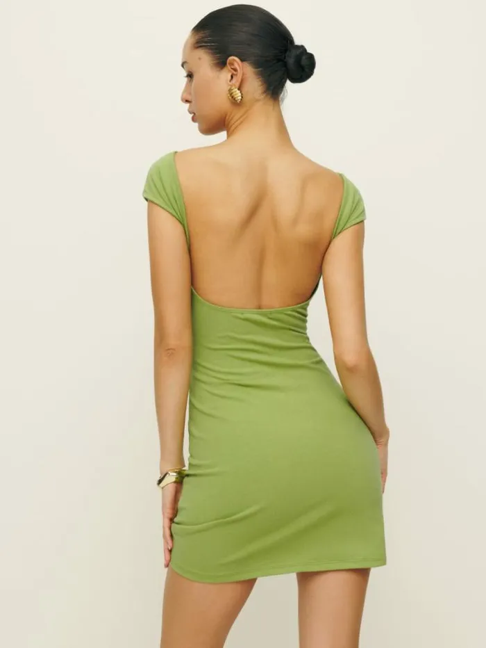 The Reformation Soleil Knit Dress Avocado 8211 Clothing
