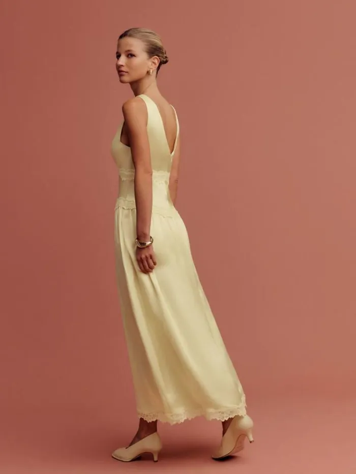 The Reformation Stasia Silk Dress Blonde 8211 ClothingWeddings