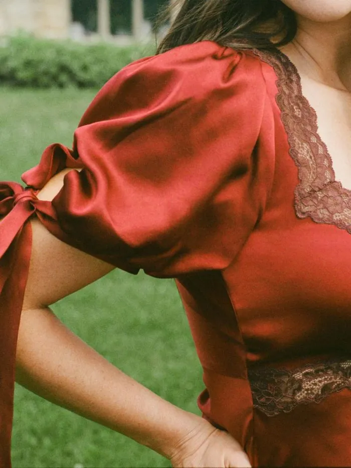 The Reformation Stella Silk Dress Crimson Clover 8211 Clothing