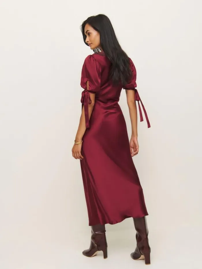 The Reformation Stella Silk Dress Crimson Clover 8211 Clothing