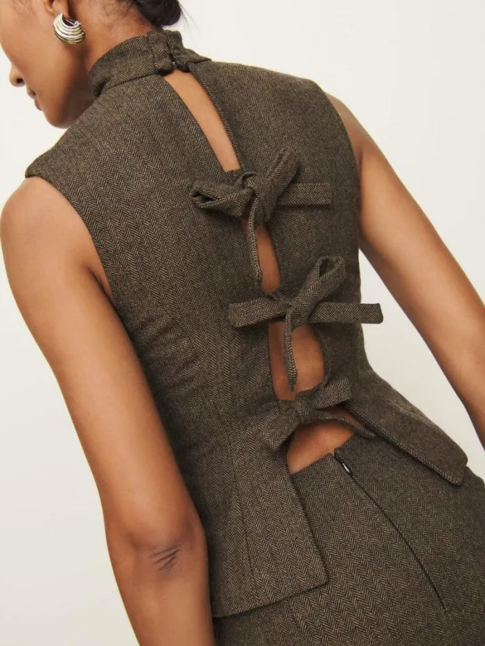 The Reformation Sutton Top Brown Herringbone 8211 Clothing