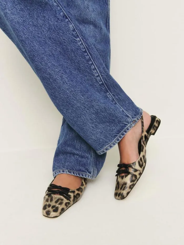 The Reformation Tammy Slingback Flat Leopard 8211 Shoes
