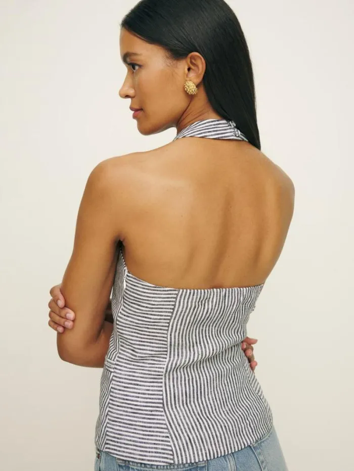 The Reformation Tate Linen Top Vineyard 8211 Clothing