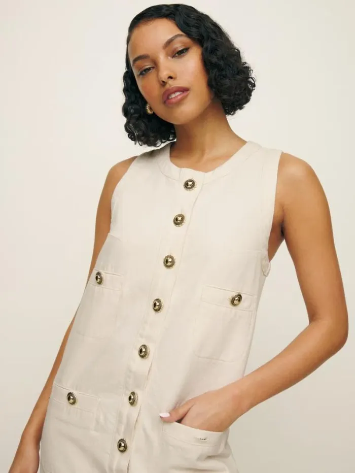 The Reformation Tropez Denim Mini Dress Fior Di Latte 8211 Clothing