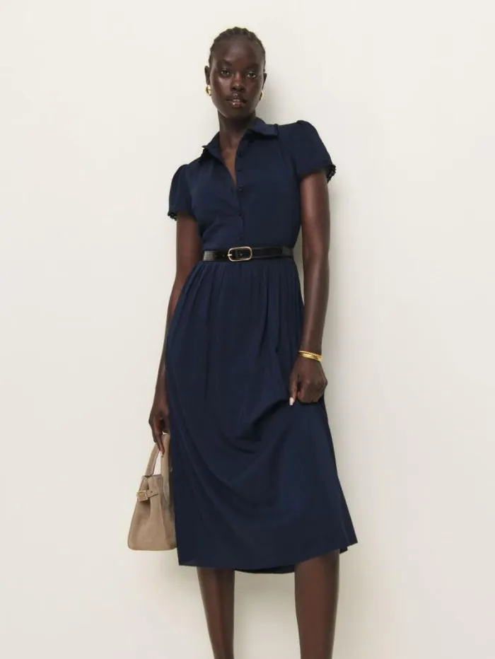 The Reformation Ula Dress Navy 8211 Clothing