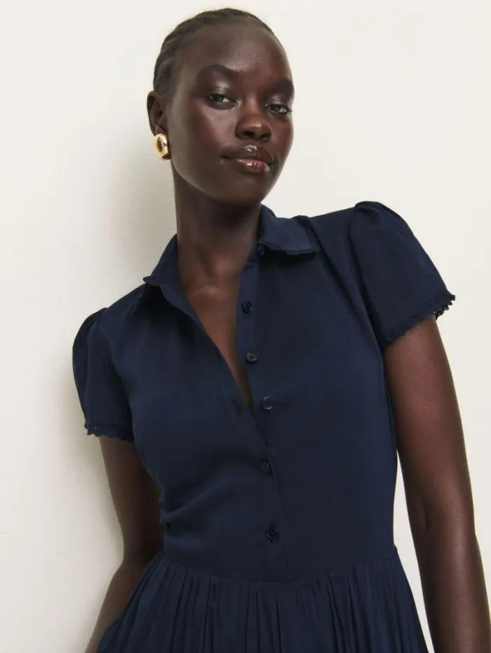 The Reformation Ula Dress Navy 8211 Clothing