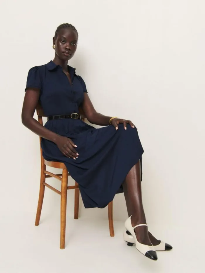 The Reformation Ula Dress Navy 8211 Clothing