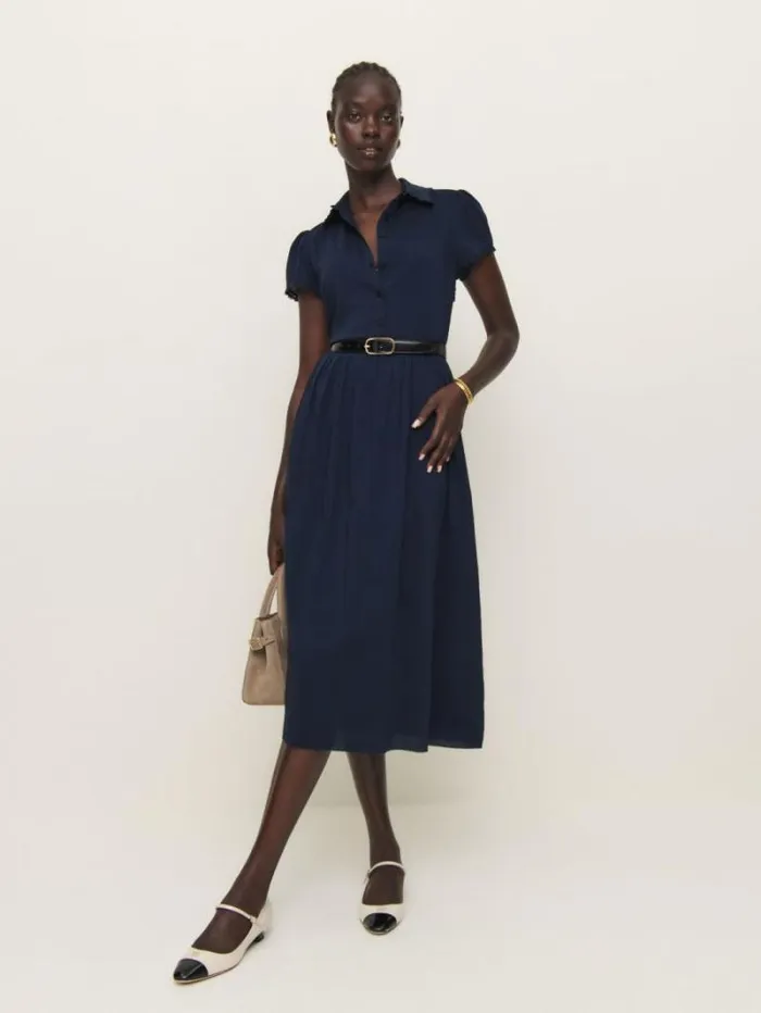 The Reformation Ula Dress Navy 8211 Clothing