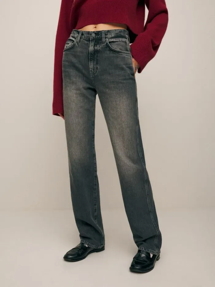 The Reformation Val 90s Mid Rise Straight Jeans Galveston 8211 Clothing