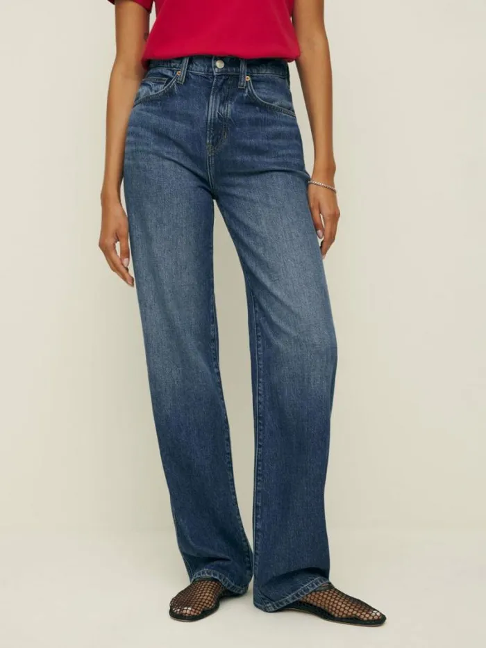 The Reformation Val Livedin Straight Jeans Otter 8211 Clothing