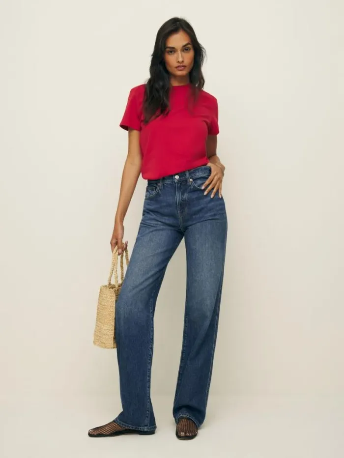 The Reformation Val Livedin Straight Jeans Otter 8211 Clothing