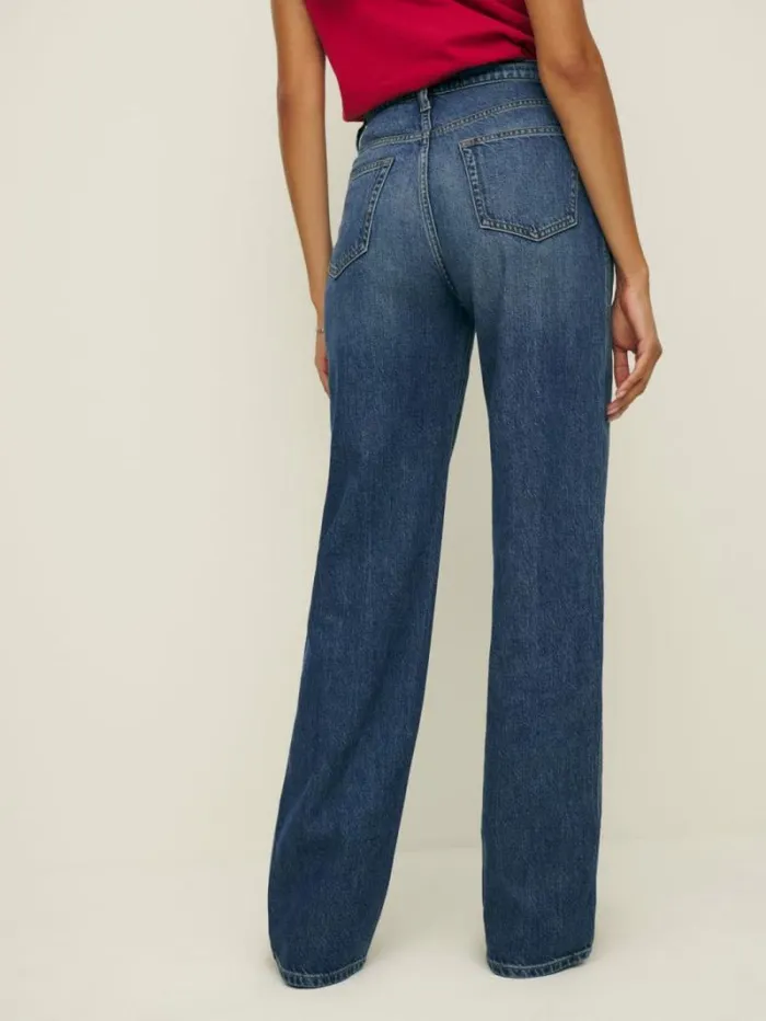 The Reformation Val Livedin Straight Jeans Otter 8211 Clothing