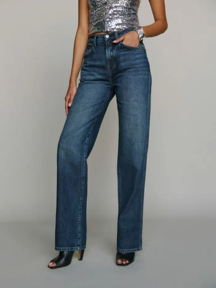 The Reformation Val Livedin Straight Jeans Otter 8211 Clothing
