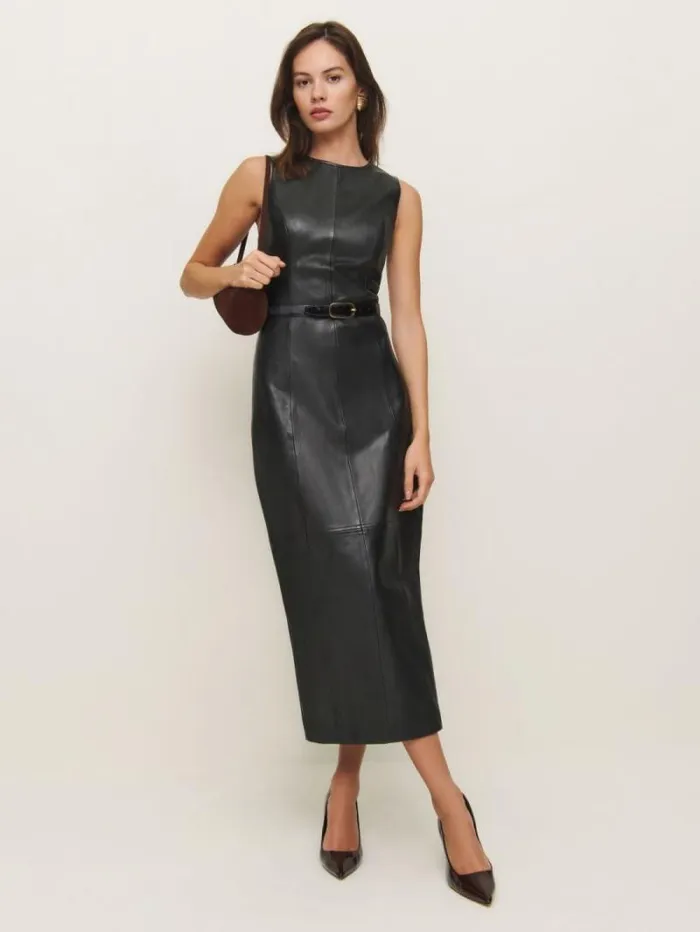 The Reformation Veda Kendi Leather Dress Black 8211 Clothing