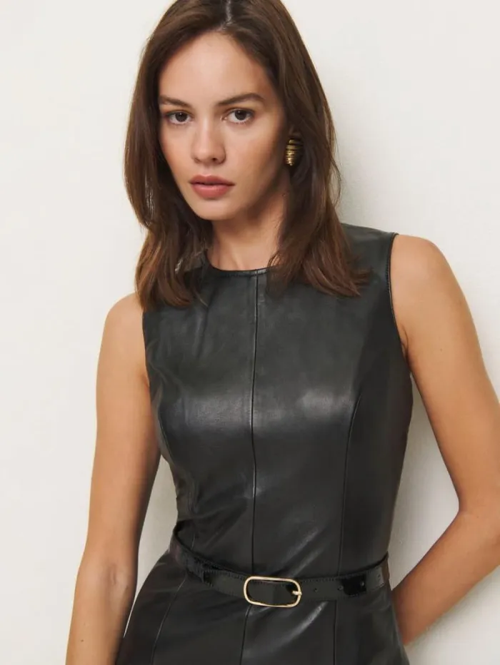 The Reformation Veda Kendi Leather Dress Black 8211 Clothing