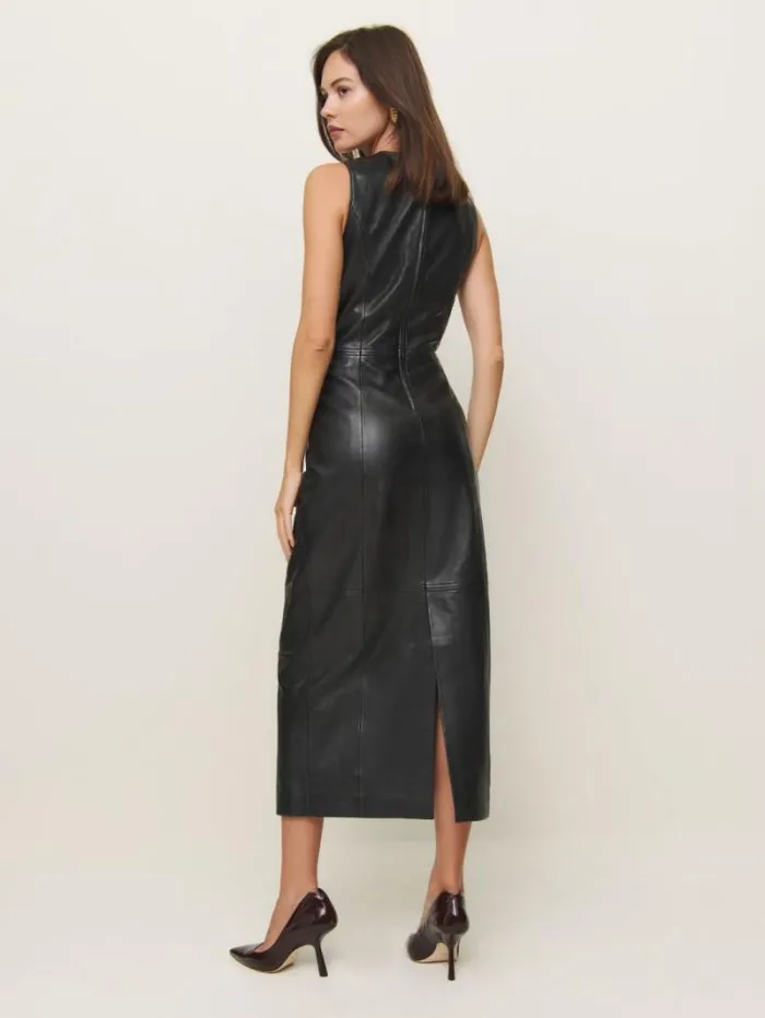The Reformation Veda Kendi Leather Dress Black 8211 Clothing
