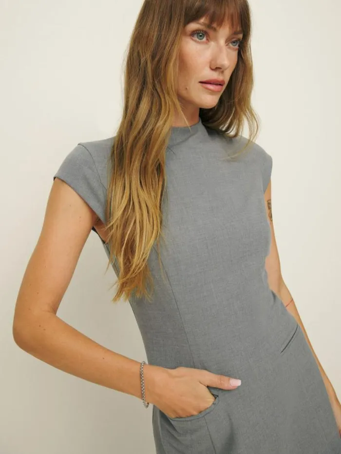 The Reformation Vivienne Dress Charcoal 8211 Clothing