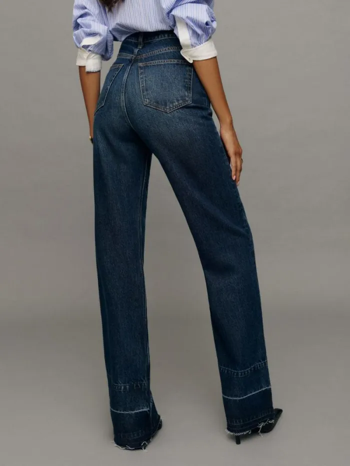 The Reformation Wilder High Rise Wide Leg Jeans Mille Let Down Hem 8211 Clothing