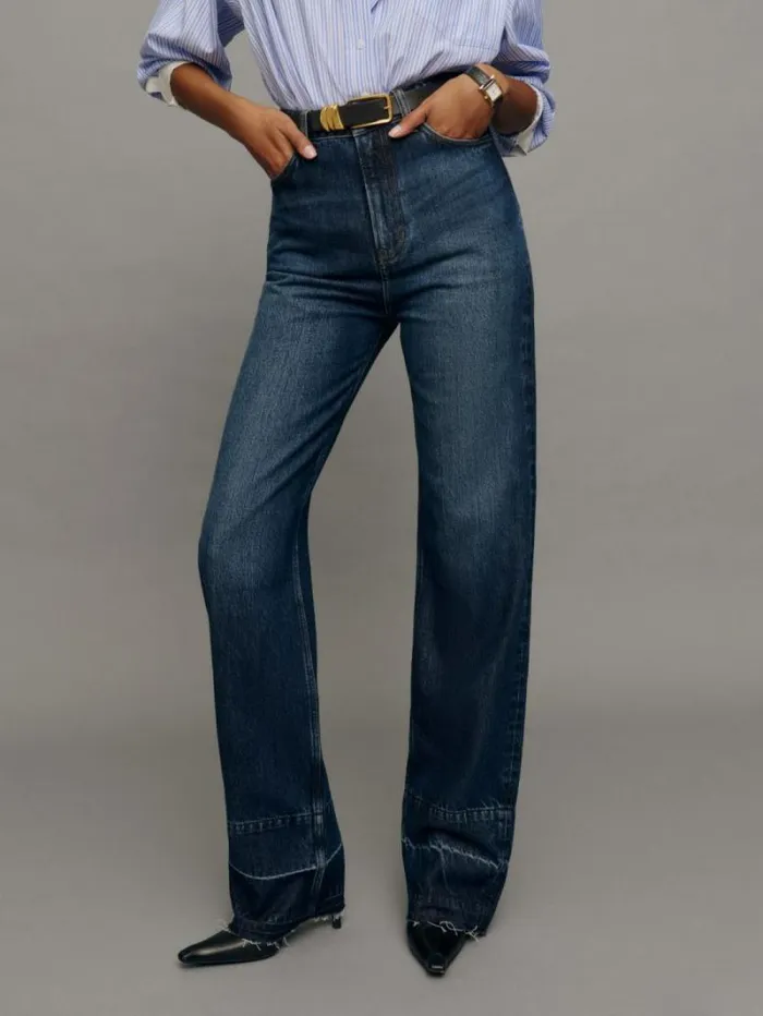 The Reformation Wilder High Rise Wide Leg Jeans Mille Let Down Hem 8211 Clothing