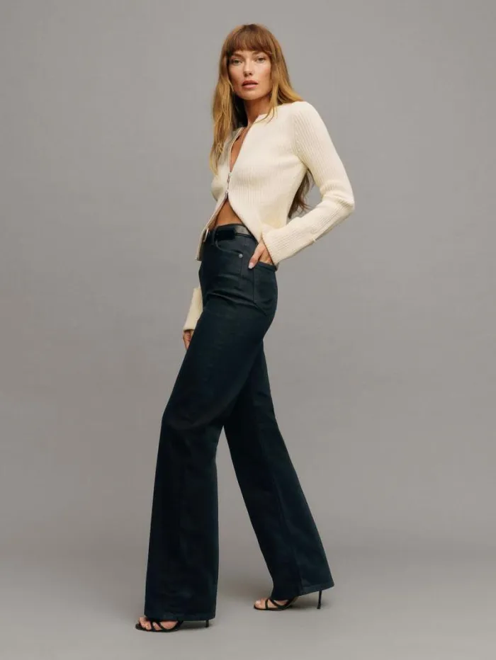 The Reformation Wilder Stretch High Rise Wide Leg Jeans Black 8211 Clothing
