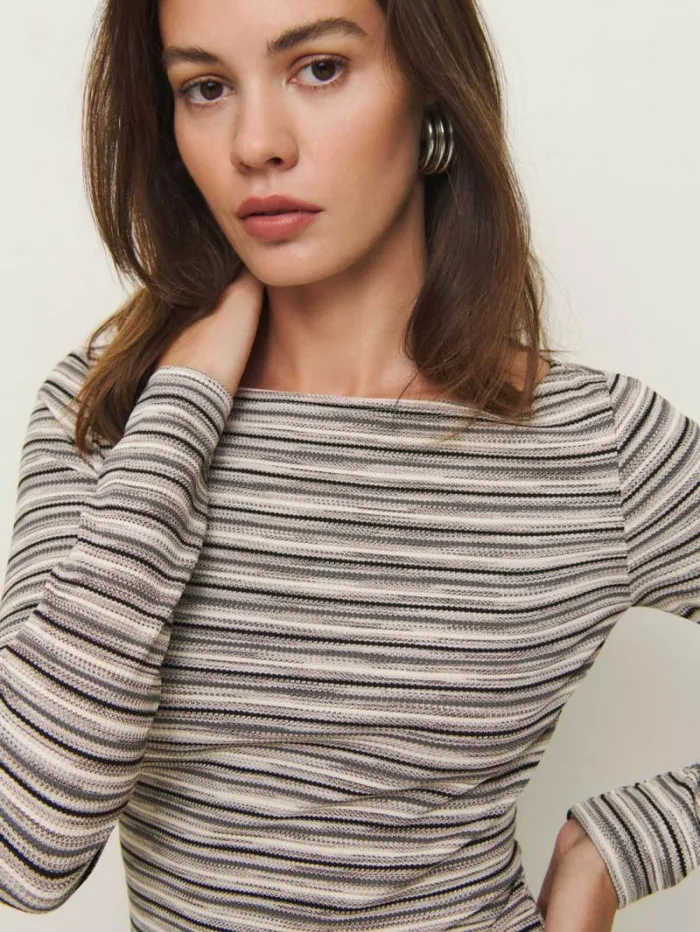 The Reformation Wiley Knit Top Grey Stripe 8211 Clothing