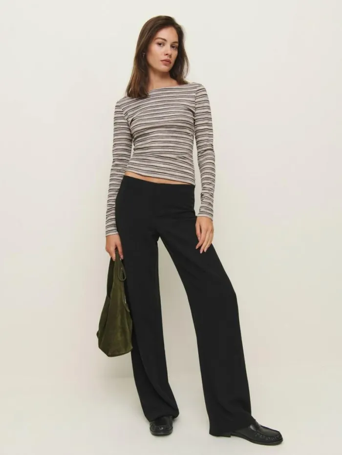 The Reformation Wiley Knit Top Grey Stripe 8211 Clothing