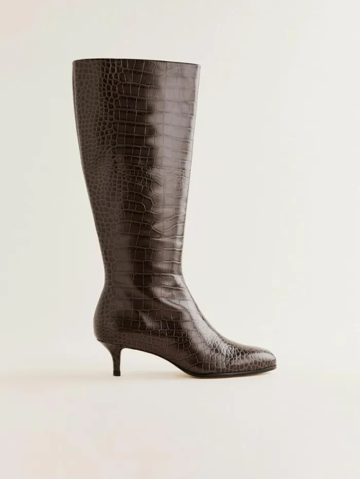 The Reformation Xandra Knee Boot Brown Croceffect 8211 Shoes
