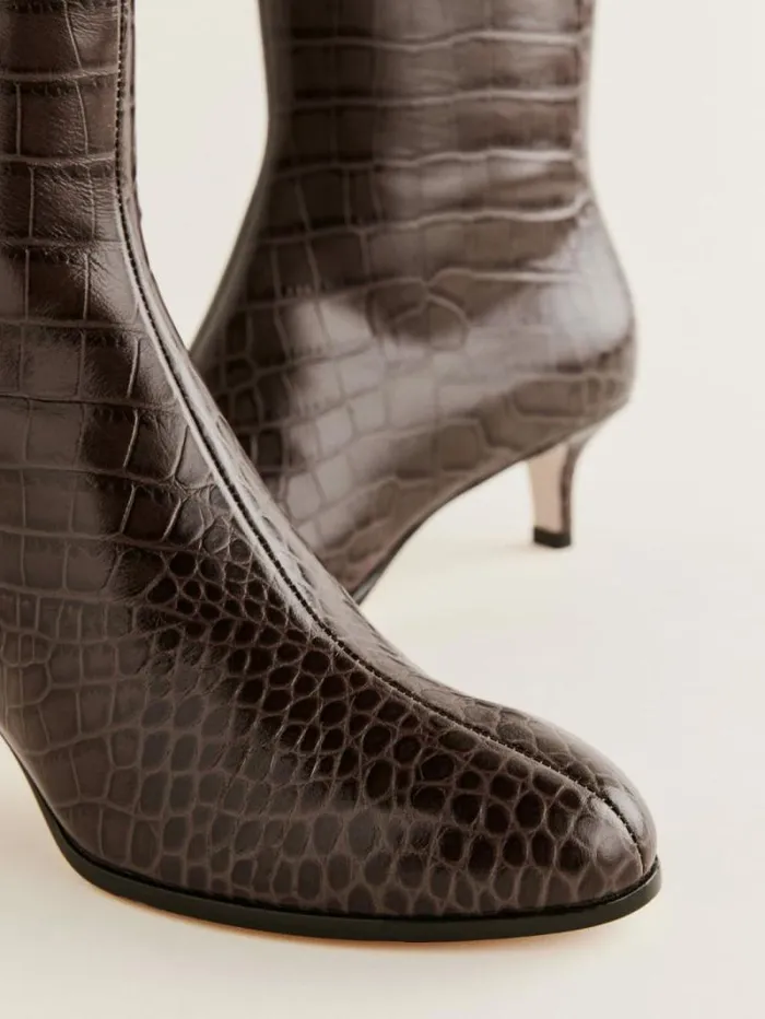 The Reformation Xandra Knee Boot Brown Croceffect 8211 Shoes