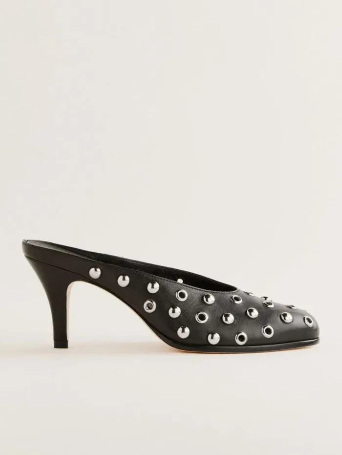 The Reformation Xyler Studded Mule Black Leather 8211 Shoes
