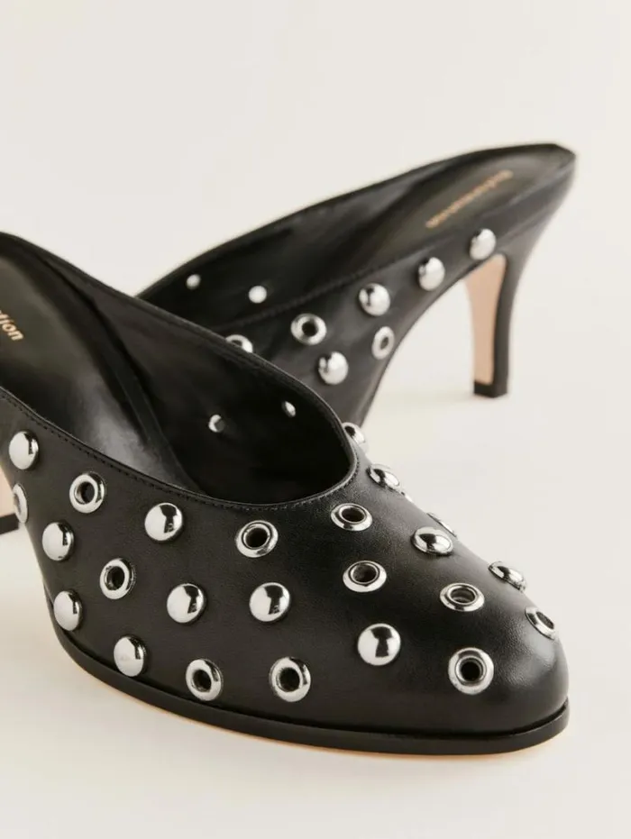 The Reformation Xyler Studded Mule Black Leather 8211 Shoes