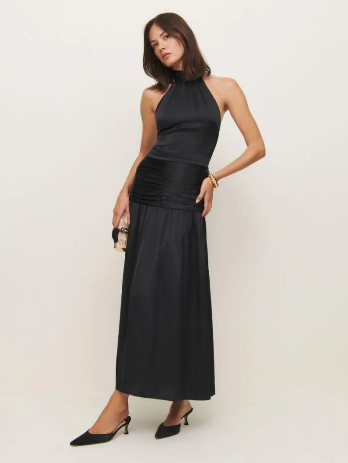 The Reformation Zaria Silk Dress Black 8211 ClothingWeddings