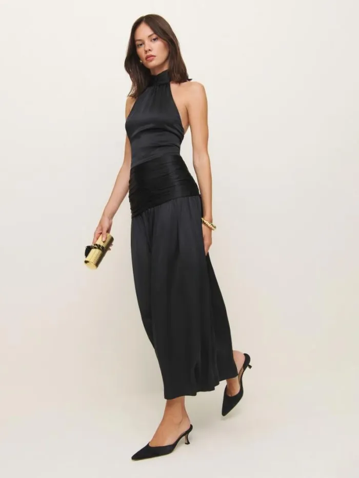 The Reformation Zaria Silk Dress Black 8211 ClothingWeddings