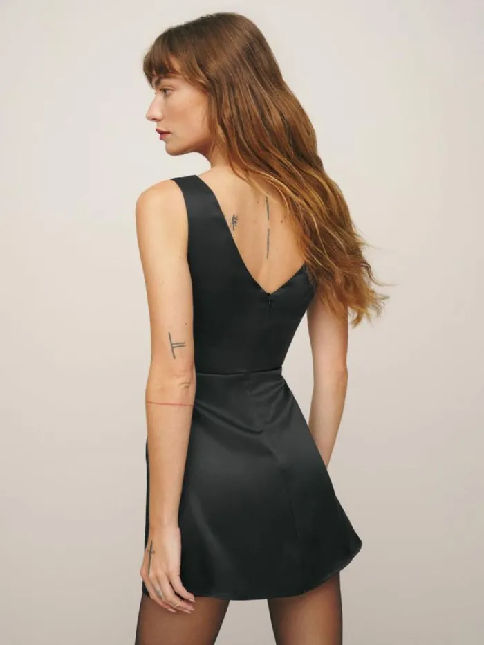 The Reformation Zenni Satin Dress Black 8211 ClothingWeddings