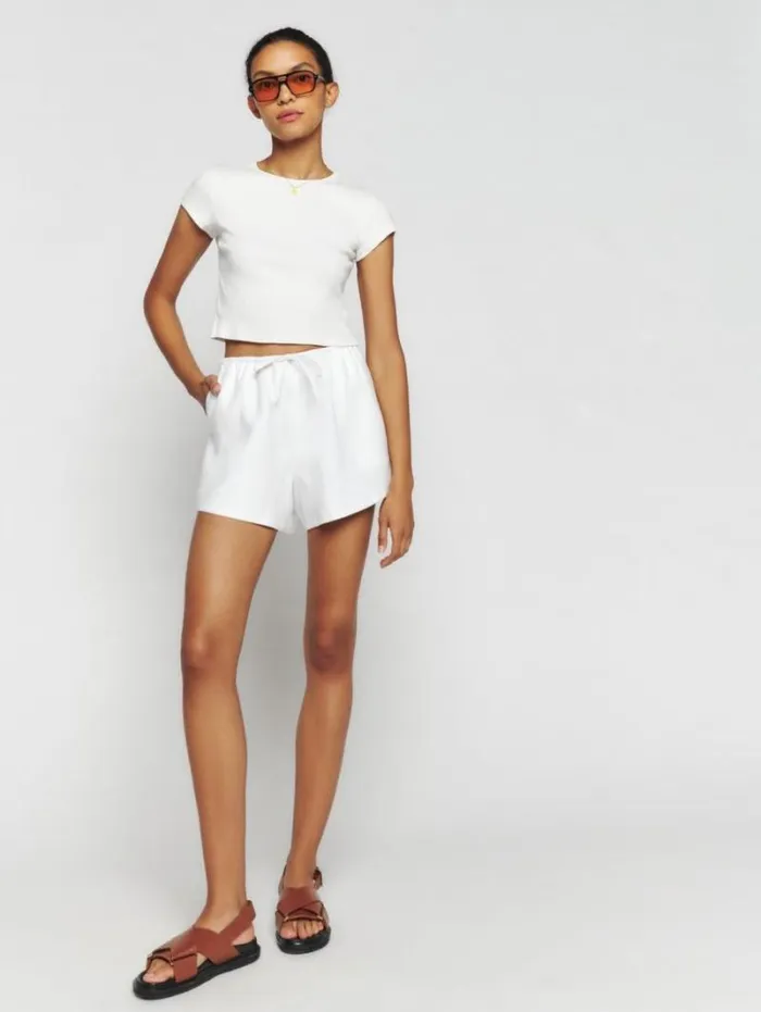 The Reformation Zoey Linen Short White 8211 Clothing