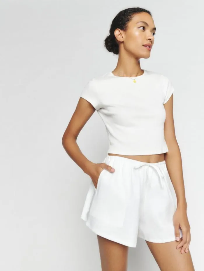 The Reformation Zoey Linen Short White 8211 Clothing
