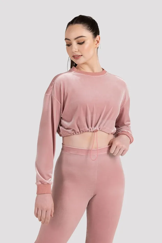 Tops Adult Bloch Bloch Luxe Touch Cropped Sweat Blush