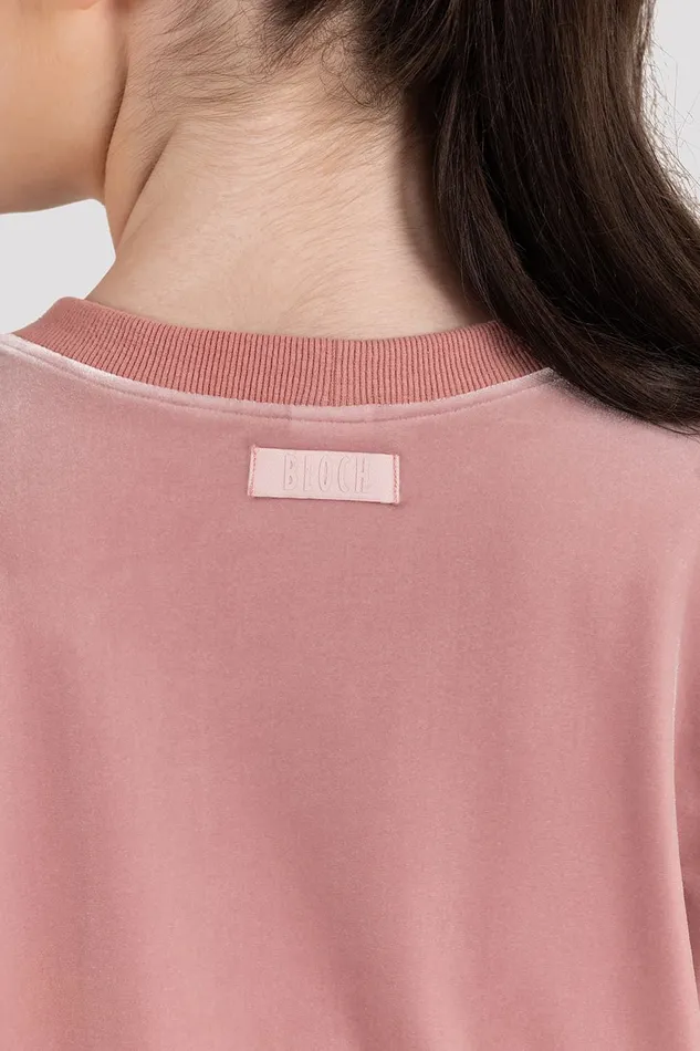 Tops Adult Bloch Bloch Luxe Touch Cropped Sweat Blush Tops Adult Bloch Bloch Luxe Touch Cropped Sweat Blush