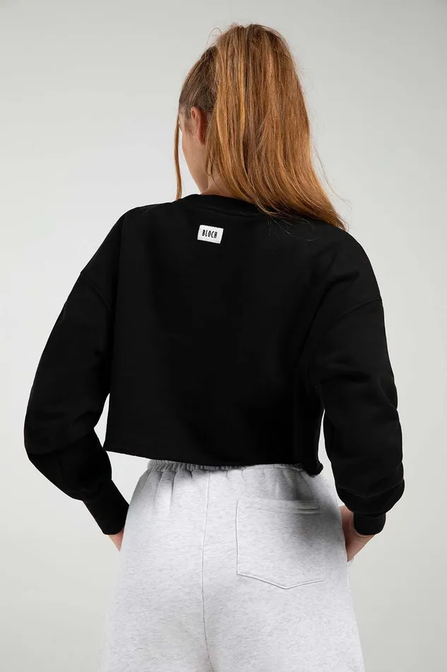 Tops Bloch Adult OffDuty Terry Cropped Crew Black Tops Bloch Adult OffDuty Terry Cropped Crew Black