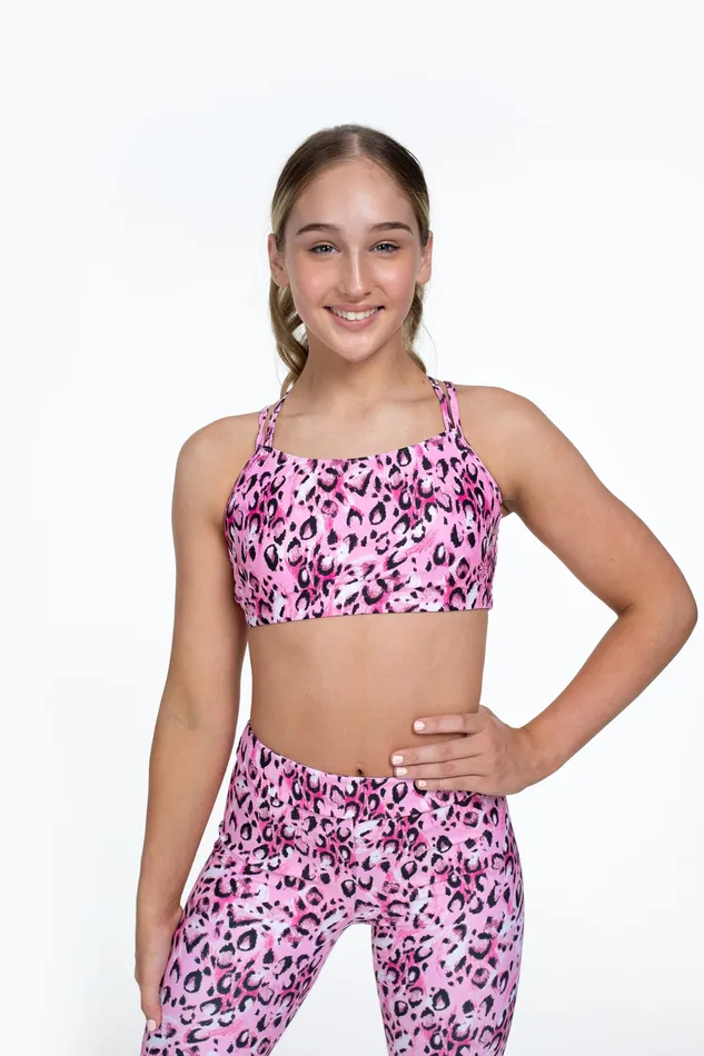 Tops Bloch X Flo Active Remi XBack Bra Top Sketch Leopard 8211 Bloch Children