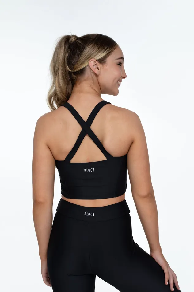 Tops Children Bloch X Flo Active Shelby Seamed Cross Back Top Black Bloch