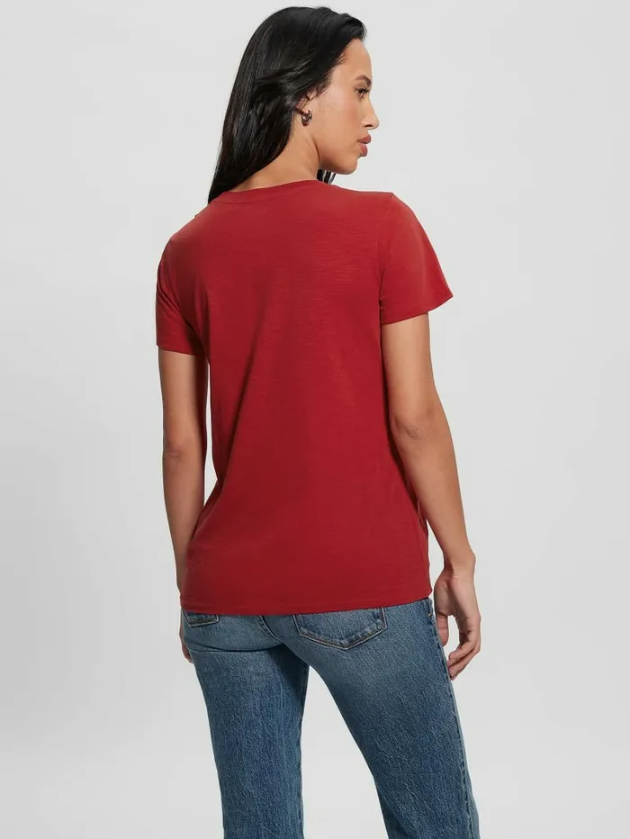 Tops Eco 1981 Crystal Logo Tee Chili Red 8211 GUESS Women Tops Eco 1981 Crystal Logo Tee Chili Red 8211 GUESS Women