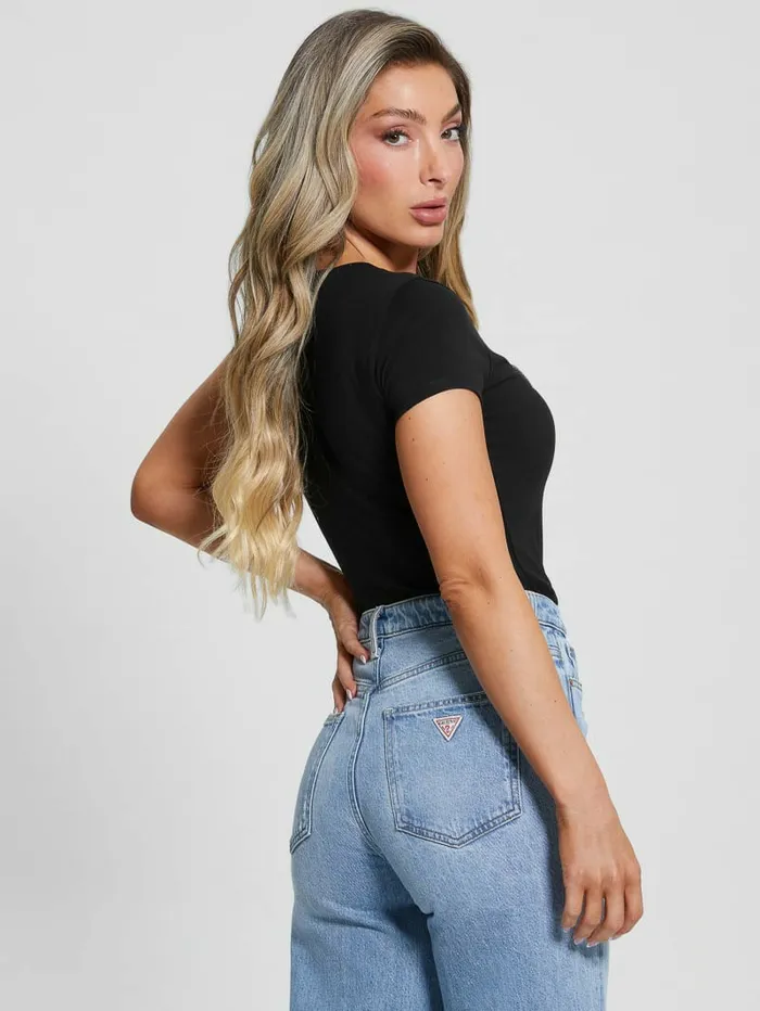 Tops Eco Crystal Triangle Logo Tee Black 8211 GUESS Women Tops Eco Crystal Triangle Logo Tee Black 8211 GUESS Women