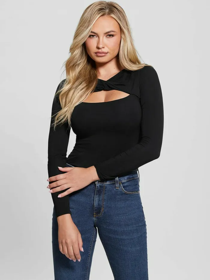 Tops Eco Mena Twisted Top Black GUESS Women Tops Eco Mena Twisted Top Black GUESS Women