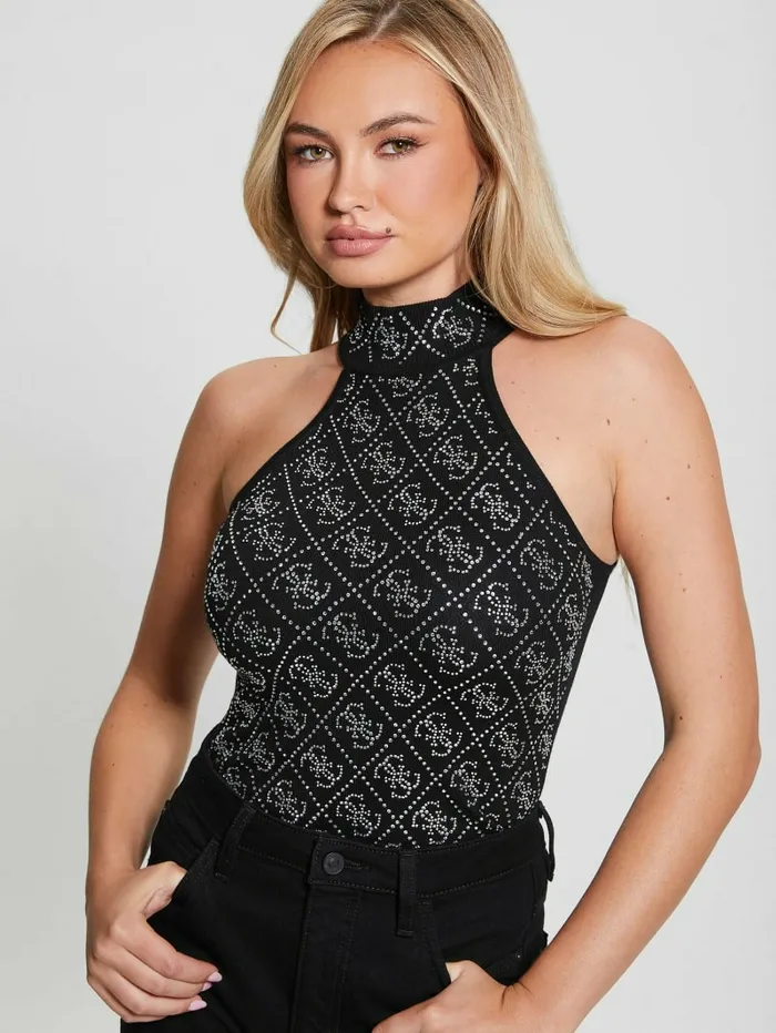 Tops GUESS Women Celeste Rhinestone Tank Top Black Tops GUESS Women Celeste Rhinestone Tank Top Black