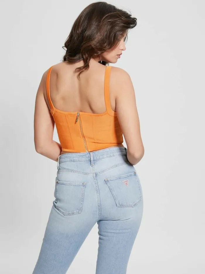 Tops GUESS Women Oasis Mirage Corset Crop Top Sun Stone Tops GUESS Women Oasis Mirage Corset Crop Top Sun Stone